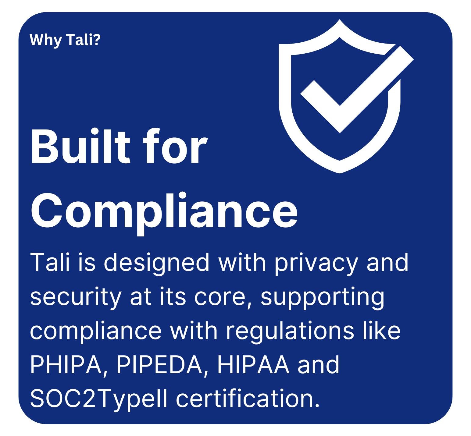 Privacy Checklist Why Tali 3 Privacy Checklist Why Tali 3